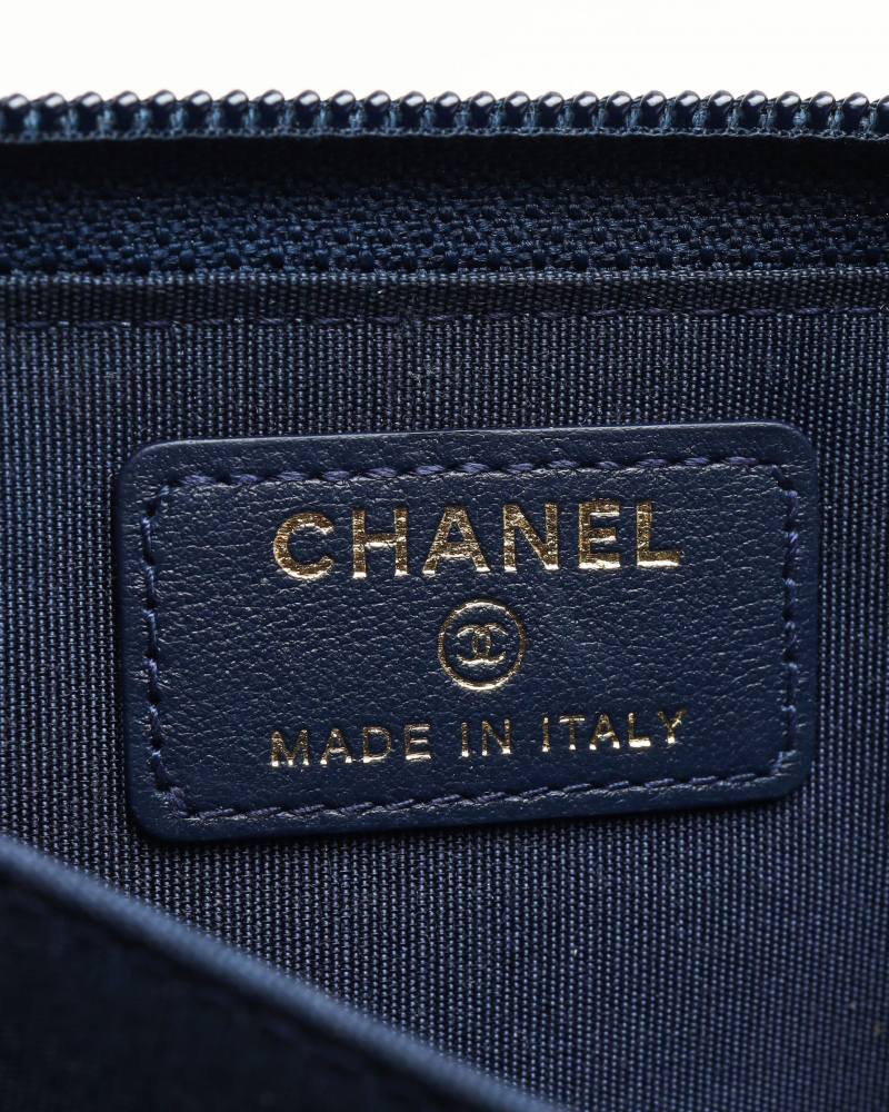 Chanel Boy Lambskin Zip Around Card Holder