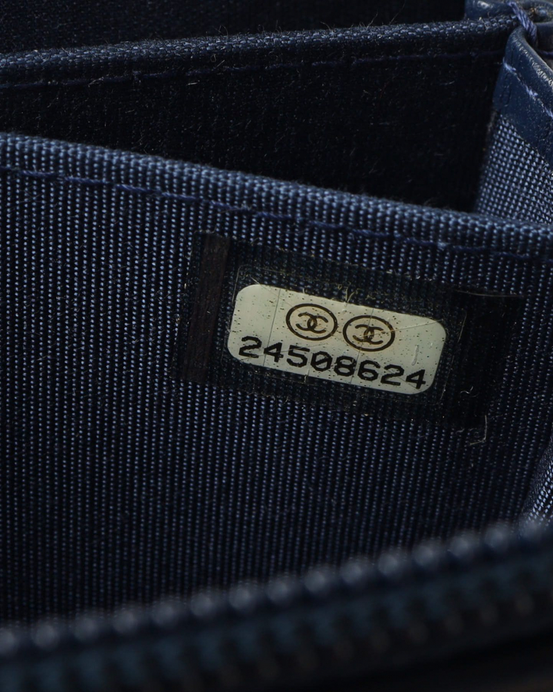 Chanel Boy Lambskin Zip Around Card Holder