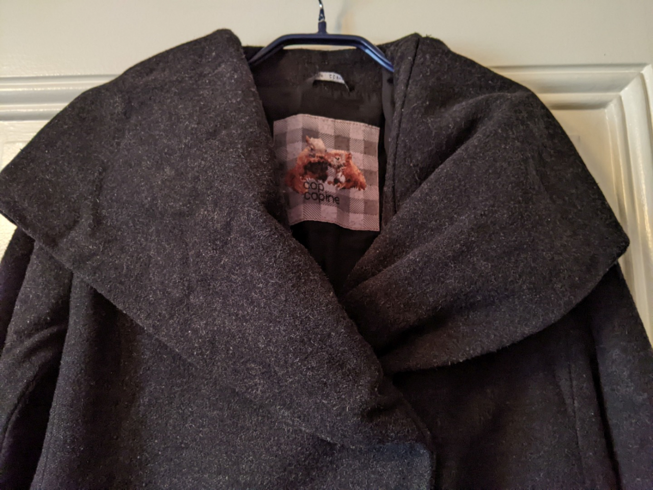 Cop.Copine Manteau en laine col-capuchon 40-42