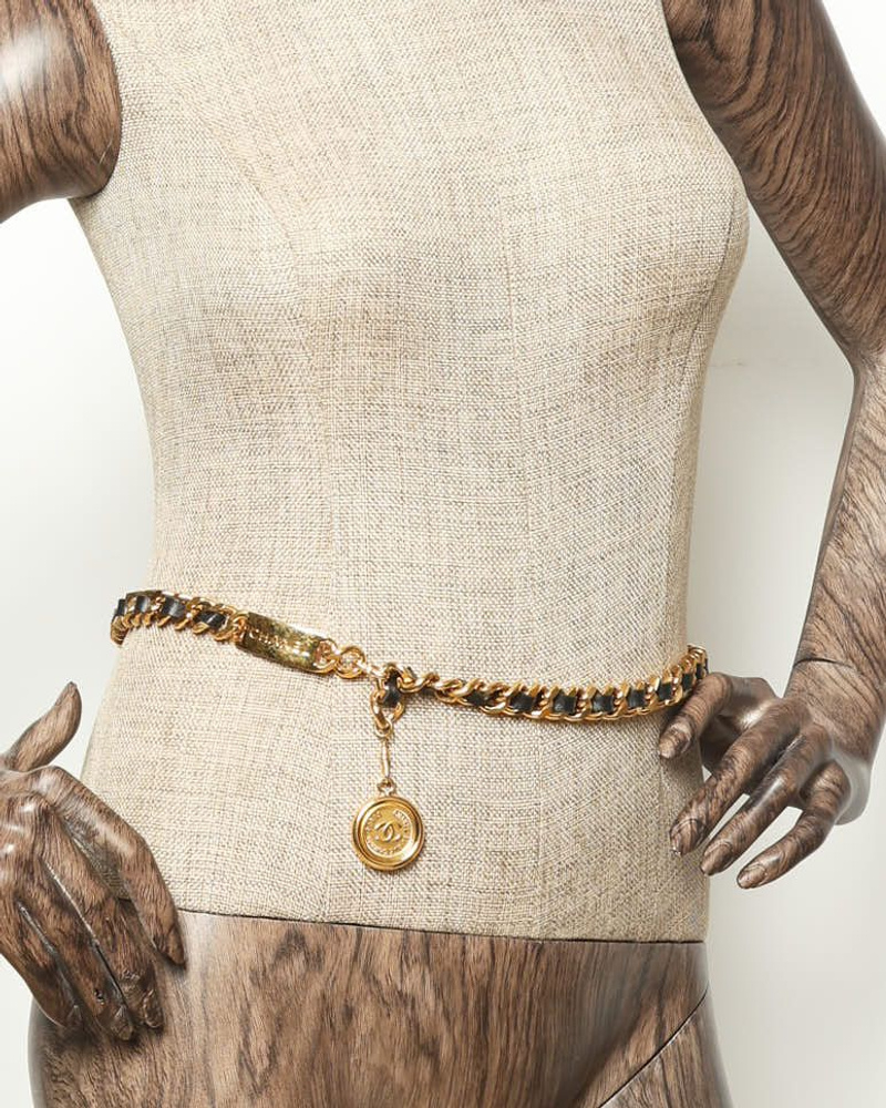 Chanel Coco Mark Leather Chain Belt