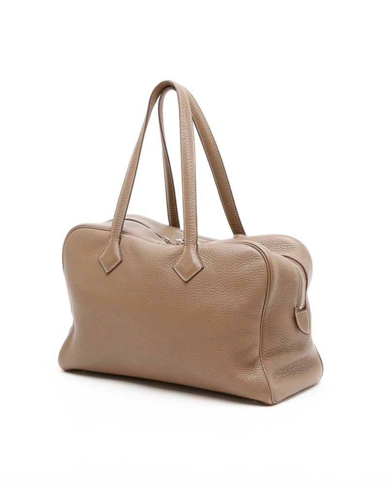 Hermès Etoupe Clemence Victoria 35 Weekend Bag