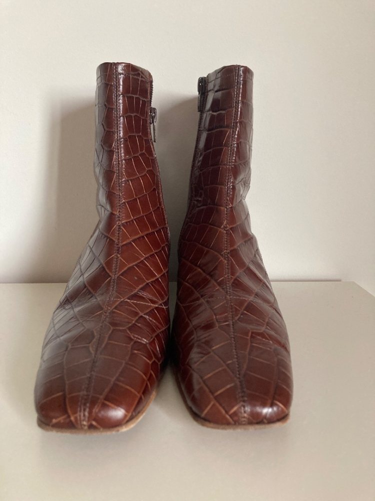 By Far Este Croc-Effect Leather Ankle Boots