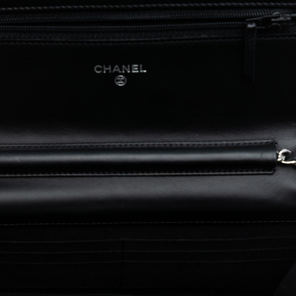 Chanel WOC Patent Leather Quilted Flap Crossbody Black