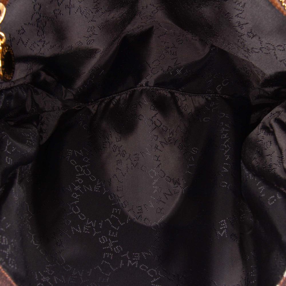 Stella McCartney AB Stella McCartney White with Brown Canvas Fabric Falabella Leopard Printed Fold Over Tote Italy