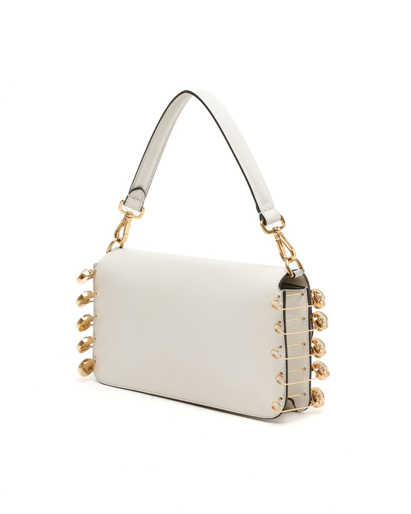 Fendi Vitello Seta Fendace Brooch Baguette Bag