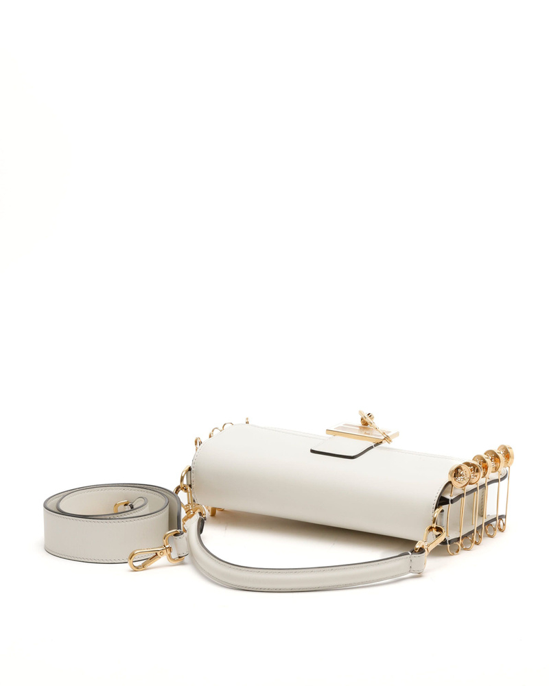 Fendi Vitello Seta Fendace Brooch Baguette Bag
