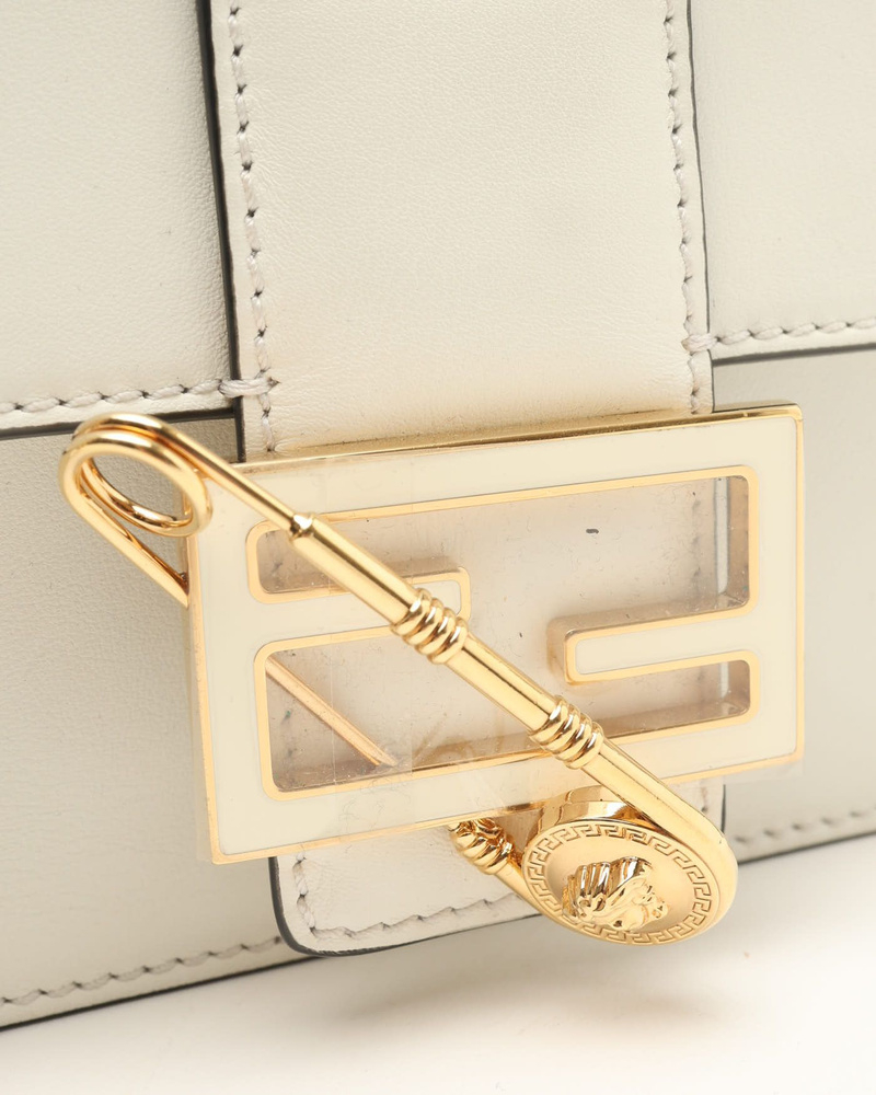 Fendi Vitello Seta Fendace Brooch Baguette Bag