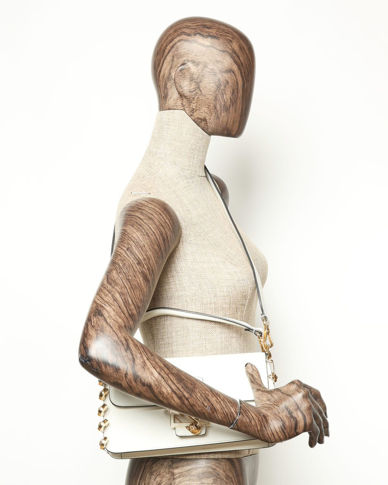 Fendi Vitello Seta Fendace Brooch Baguette Bag