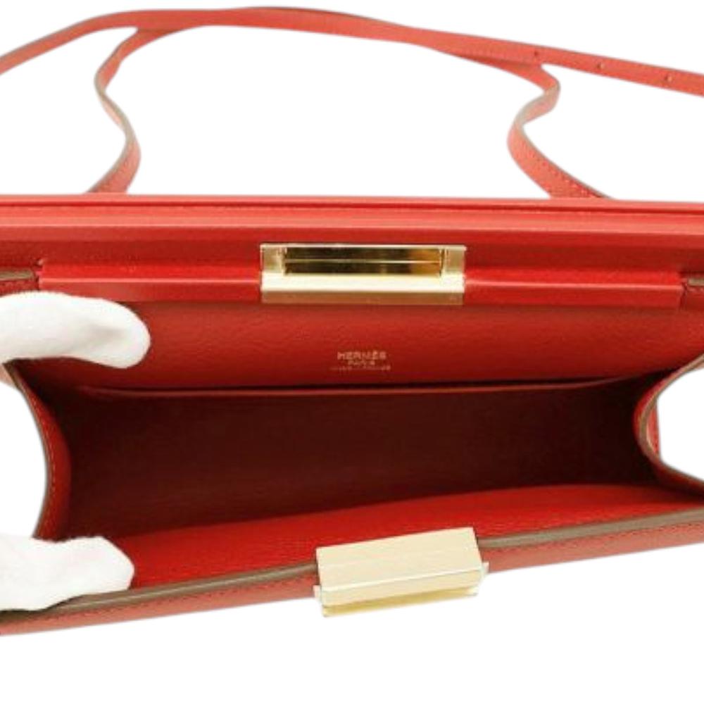 Hermès AB Hermès Red Calf Leather Evergrain Clic H 21 France