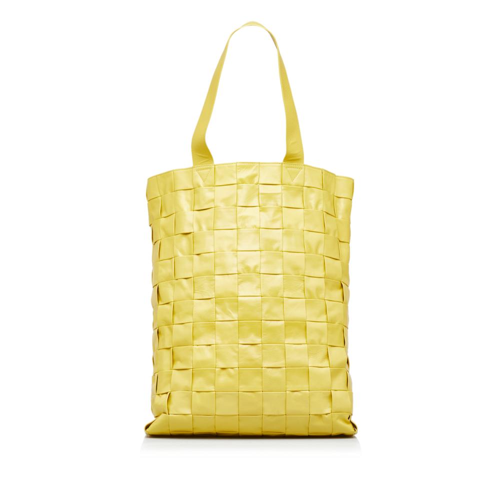 Bottega Veneta B Bottega Veneta Yellow Nappa Leather Leather Nappa Maxi Intrecciato Cassette Tote Italy