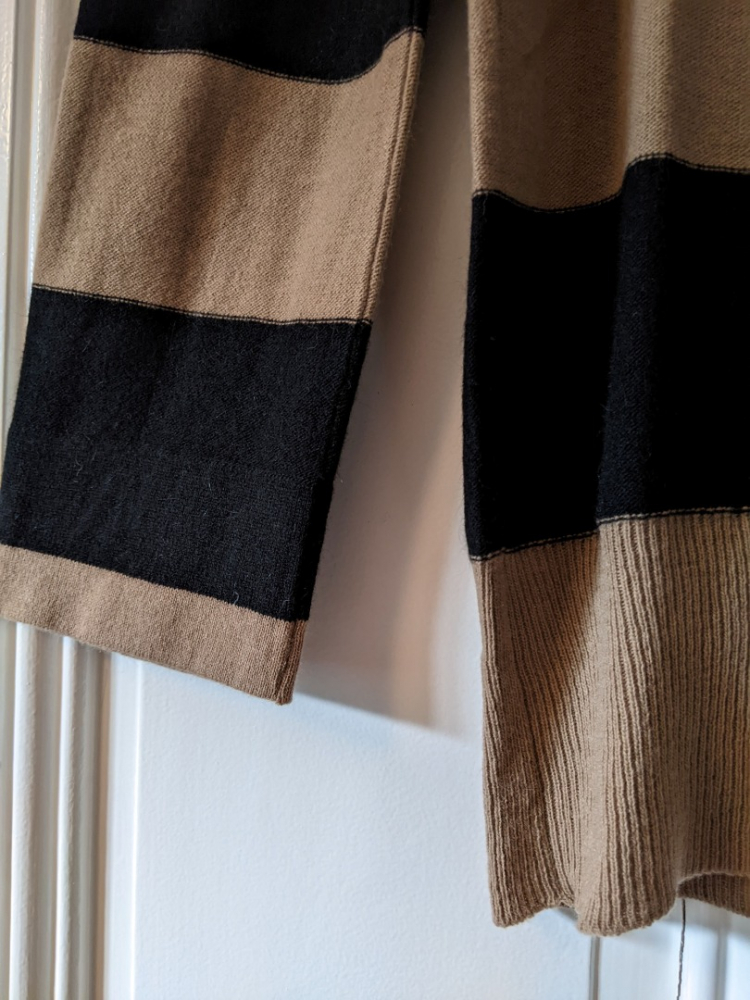 Sonia Rykiel Elégant pull beige rayé de noir 36-38