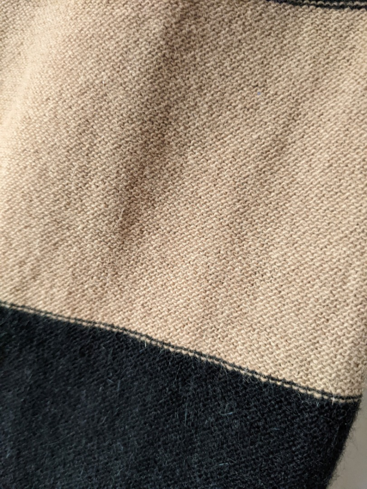 Sonia Rykiel Elégant pull beige rayé de noir 36-38