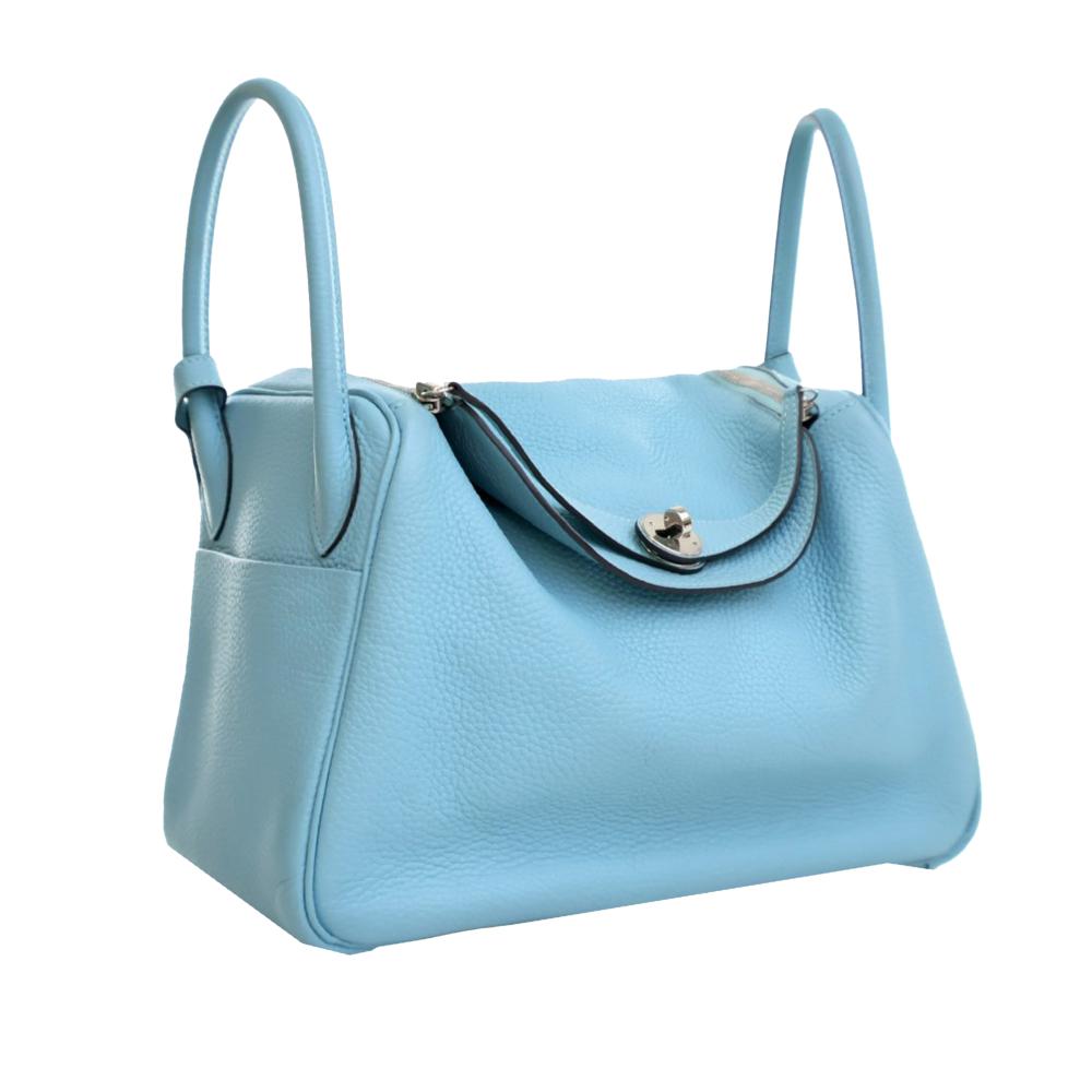 Hermès AB Hermès Blue Light Blue Calf Leather Clemence Lindy 30 France