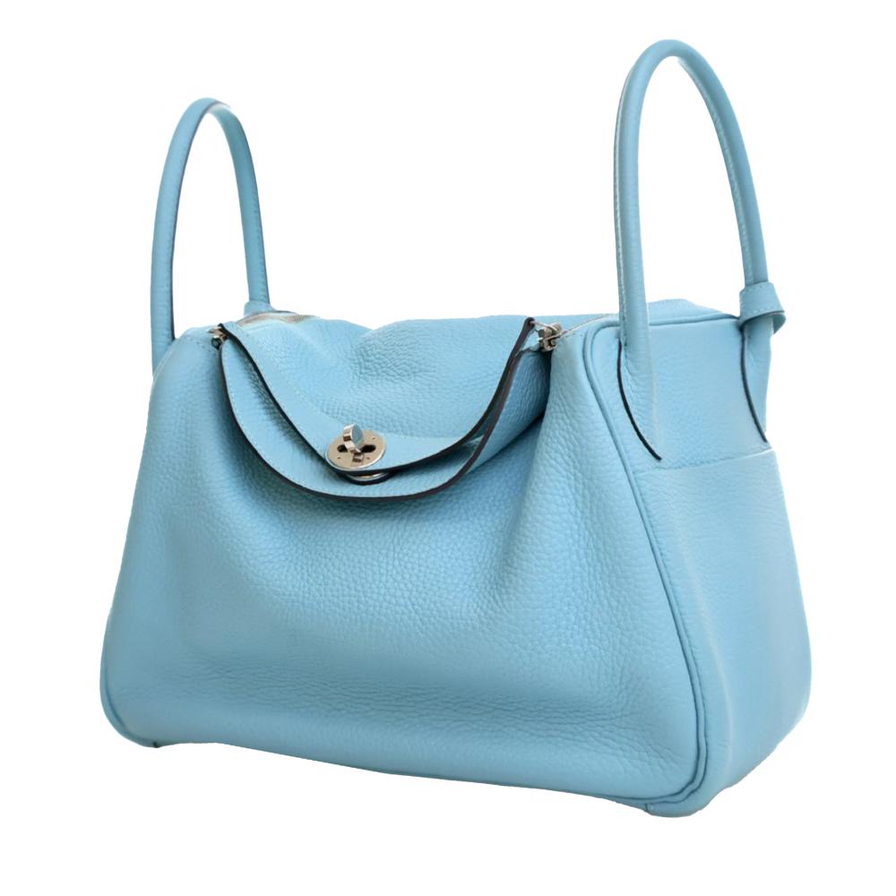 Hermès AB Hermès Blue Light Blue Calf Leather Clemence Lindy 30 France