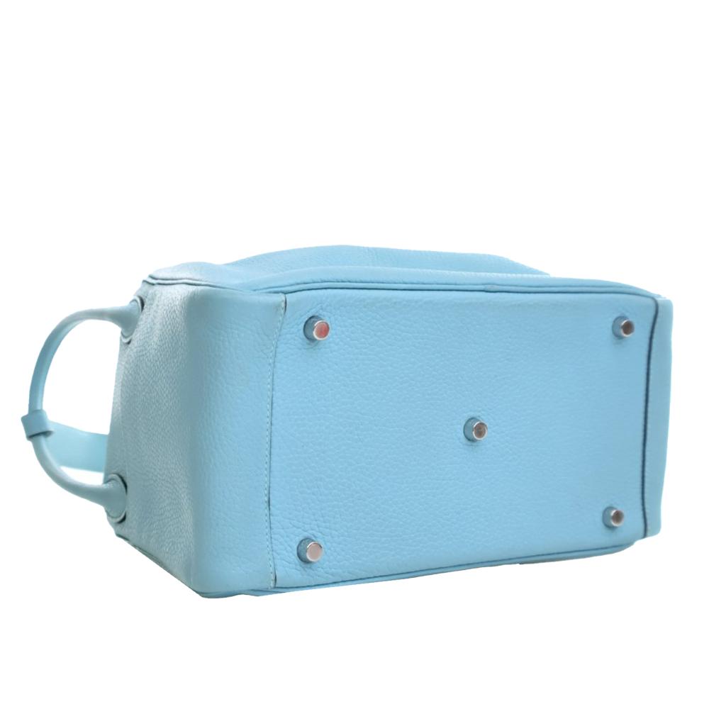 Hermès AB Hermès Blue Light Blue Calf Leather Clemence Lindy 30 France