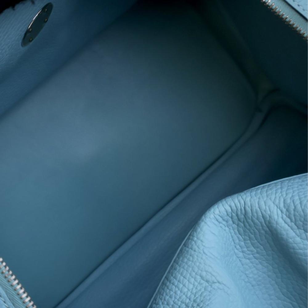 Hermès AB Hermès Blue Light Blue Calf Leather Clemence Lindy 30 France