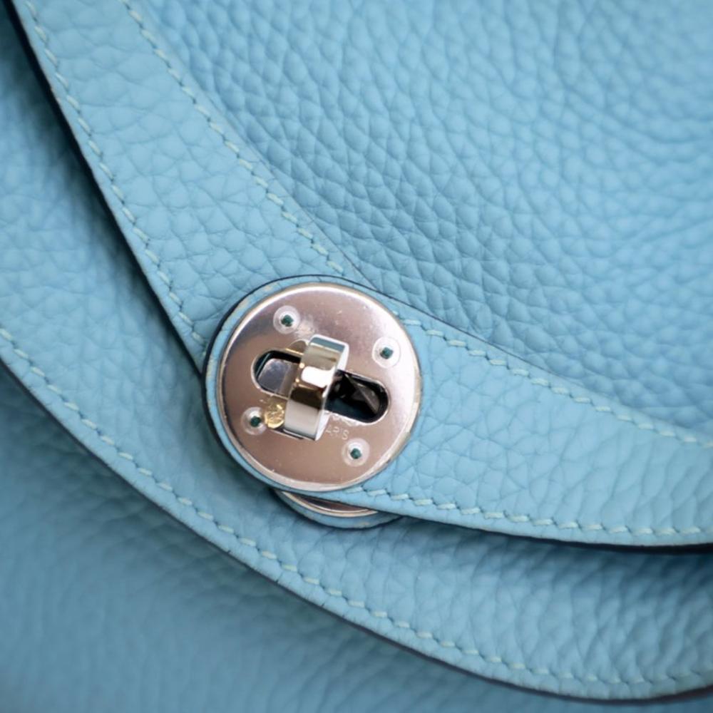 Hermès AB Hermès Blue Light Blue Calf Leather Clemence Lindy 30 France