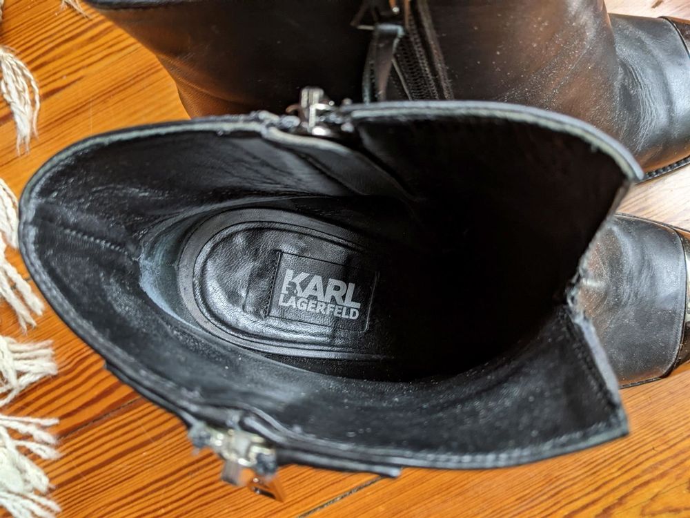 Karl Lagerfeld Leather/mirrored lagenlook 40 boots