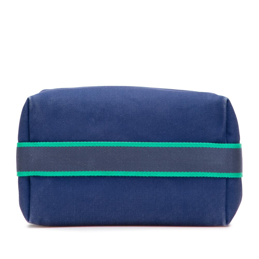 Hermès B Hermès Blue Dark Blue with Green Canvas Fabric Small Toile Bride A Brac Case France