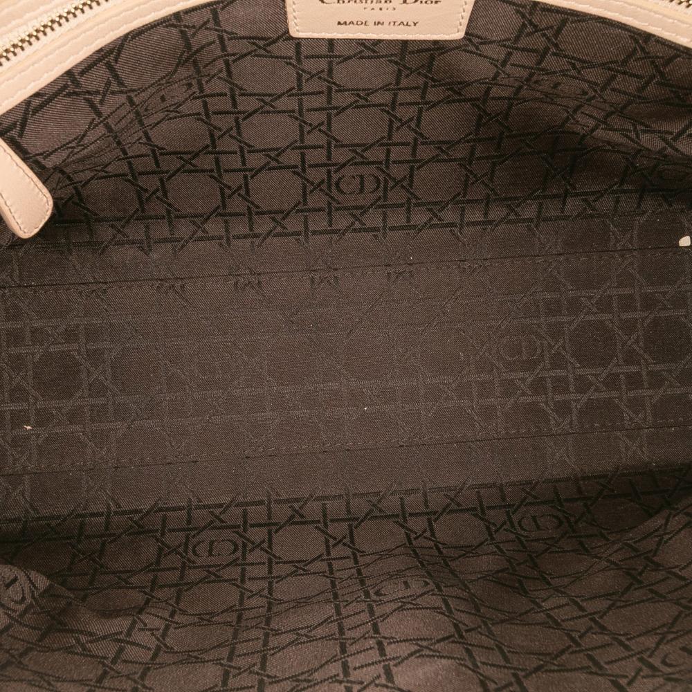 Christian Dior B Dior Brown Beige Lambskin Leather Leather Large Lambskin Cannage Lady Dior Italy