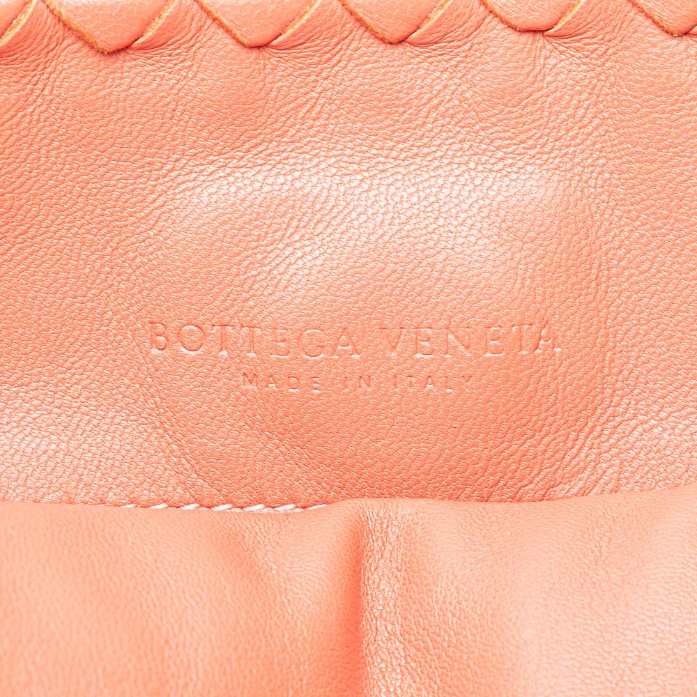 Bottega Veneta B Bottega Veneta Orange Peach Calf Leather Intrecciato Flap Satchel Italy