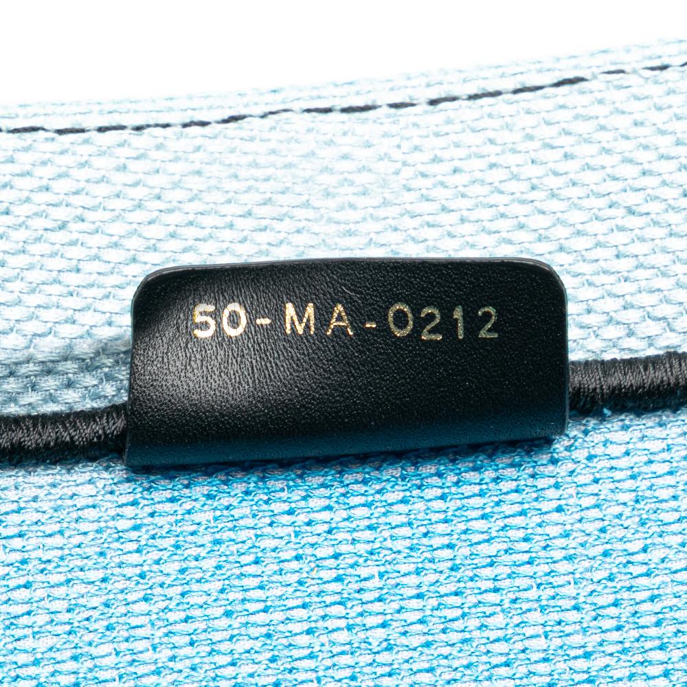 Christian Dior B Dior Blue Light Blue Canvas Fabric Medium Embroidered Zebra D Jungle Pop Book Tote Italy