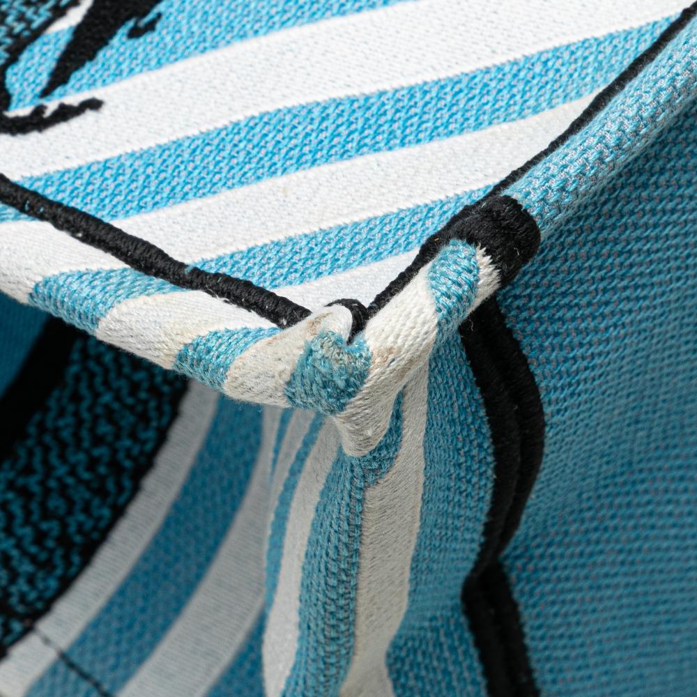 Christian Dior B Dior Blue Light Blue Canvas Fabric Medium Embroidered Zebra D Jungle Pop Book Tote Italy
