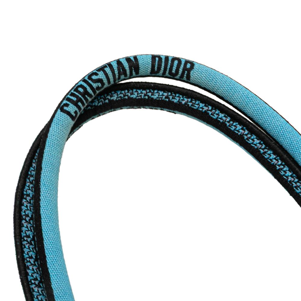 Christian Dior B Dior Blue Light Blue Canvas Fabric Medium Embroidered Zebra D Jungle Pop Book Tote Italy