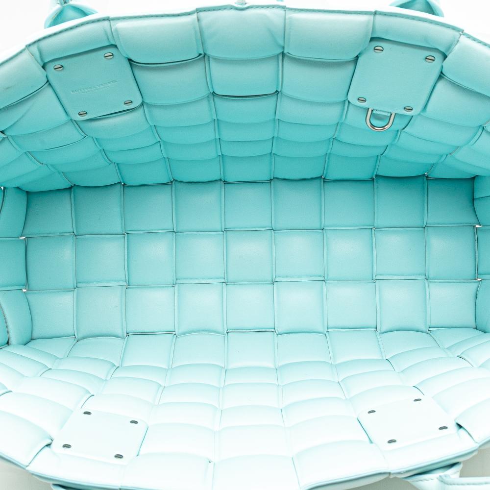Bottega Veneta B Bottega Veneta Blue Light Blue Lambskin Leather Leather Large Lambskin Intreccio Padded Tote Italy