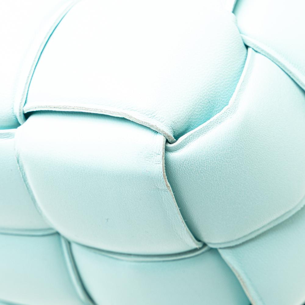 Bottega Veneta B Bottega Veneta Blue Light Blue Lambskin Leather Leather Large Lambskin Intreccio Padded Tote Italy