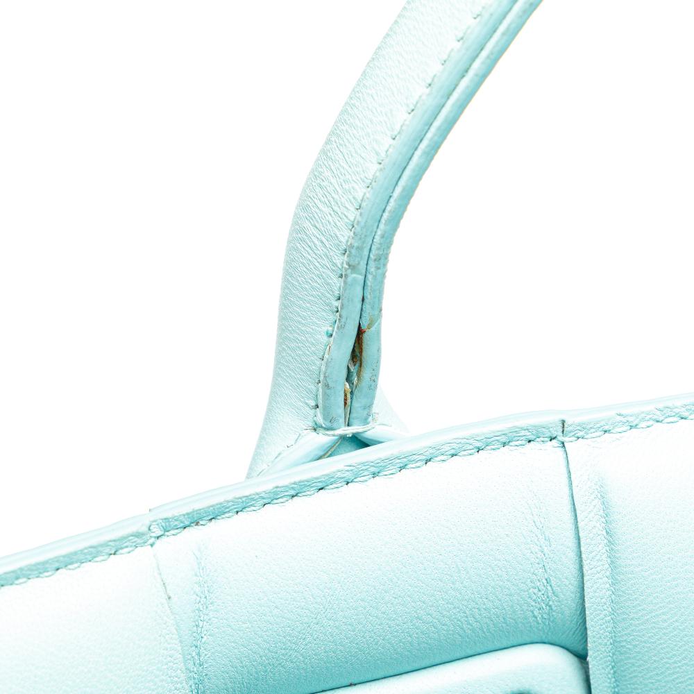 Bottega Veneta B Bottega Veneta Blue Light Blue Lambskin Leather Leather Large Lambskin Intreccio Padded Tote Italy