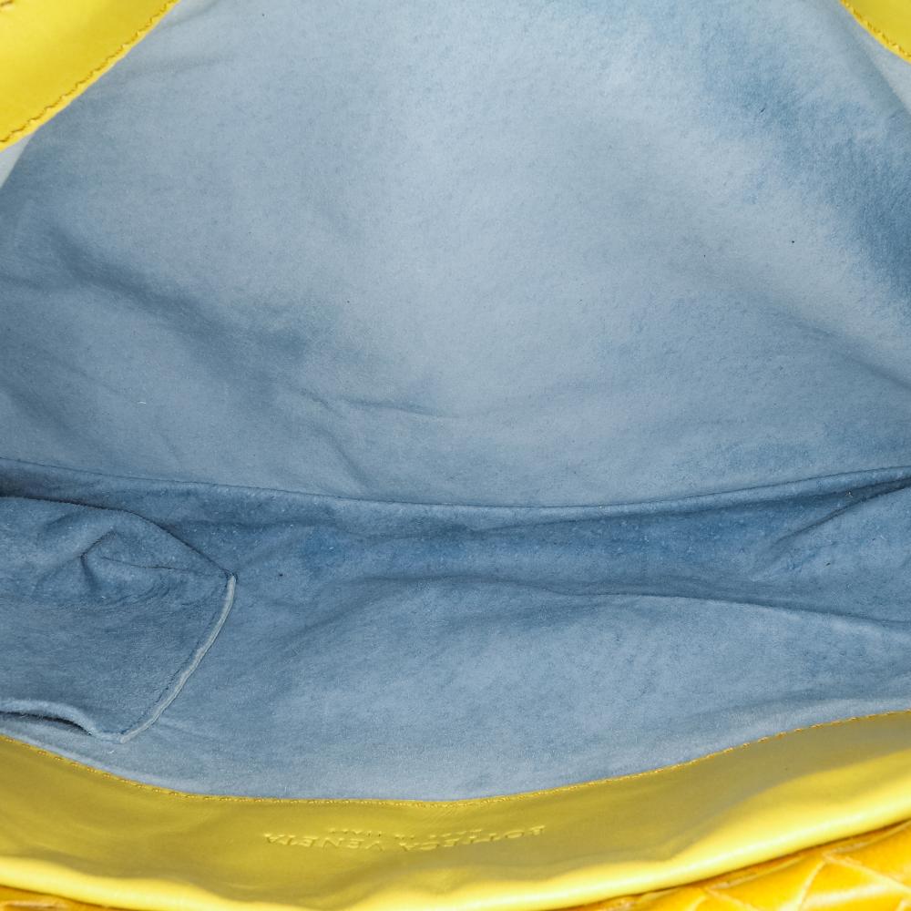 Bottega Veneta B Bottega Veneta Yellow with Gold Calf Leather Intrecciato Tote Italy