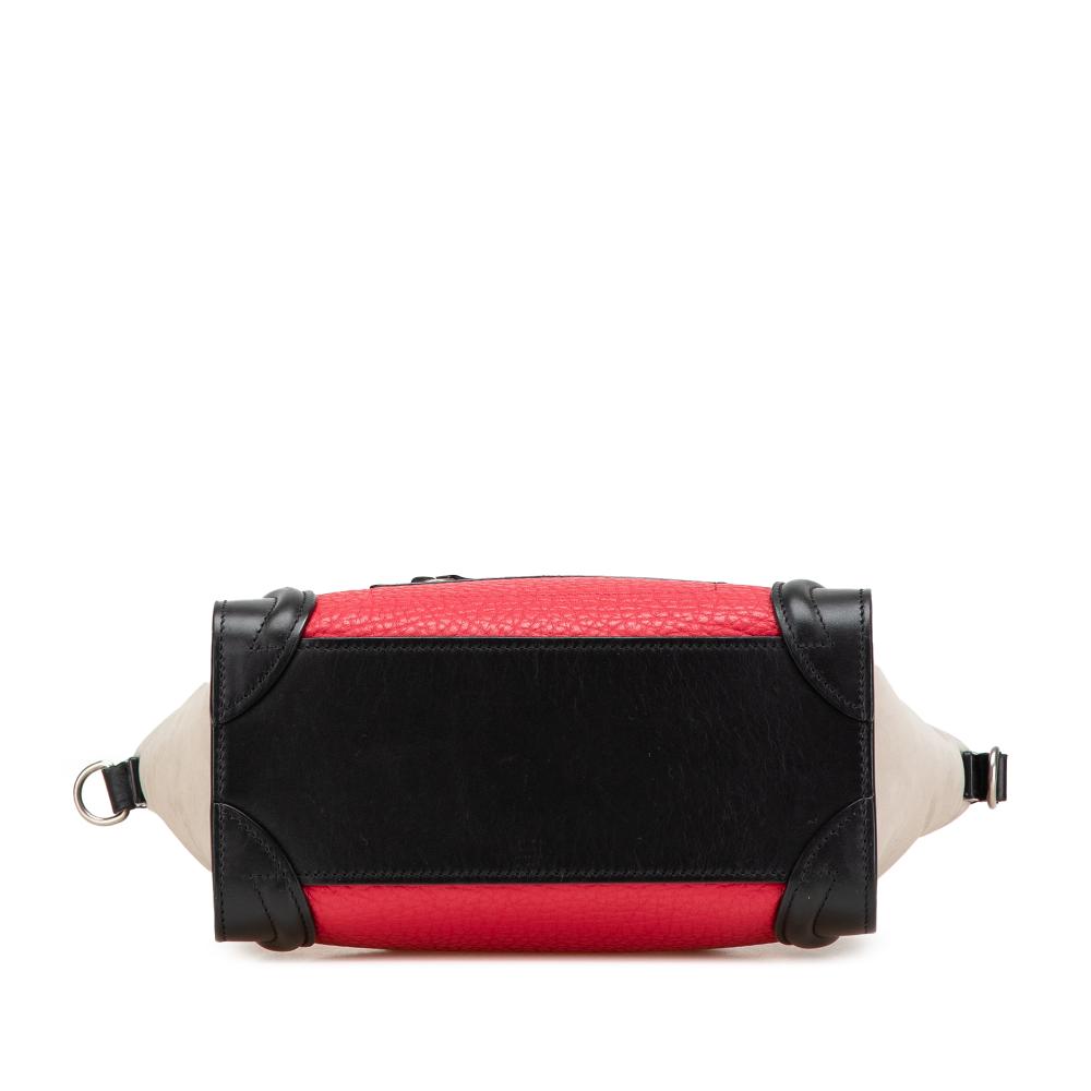 Celine B Celine Red with Multi Calf Leather Nano Tricolor Nubuck and skin Luggage Tote Italy