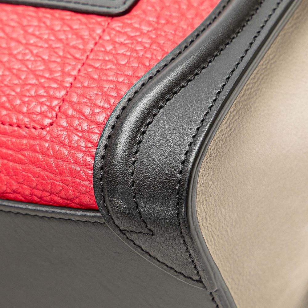 Celine B Celine Red with Multi Calf Leather Nano Tricolor Nubuck and skin Luggage Tote Italy
