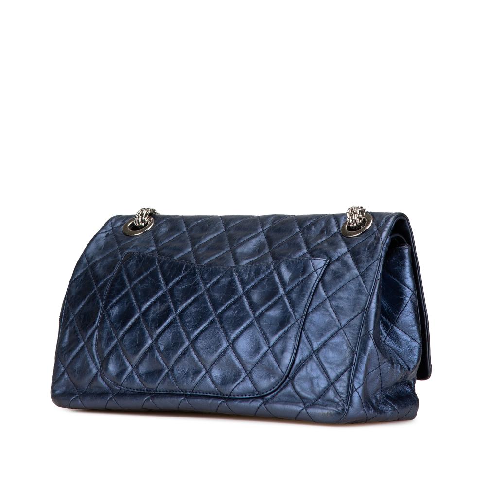 Chanel B Chanel Blue Calf Leather Metallic Quilted Aged skin Reissue 2.55 Double Flap 227 Italy