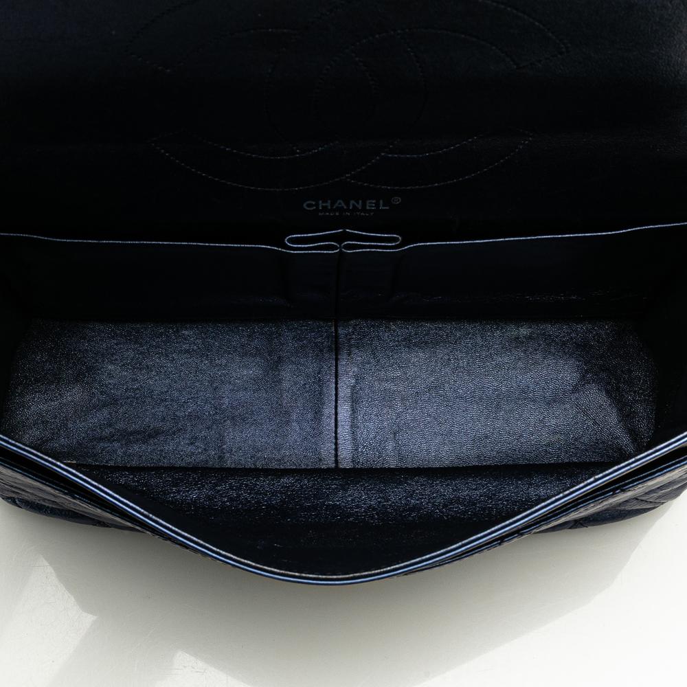 Chanel B Chanel Blue Calf Leather Metallic Quilted Aged skin Reissue 2.55 Double Flap 227 Italy