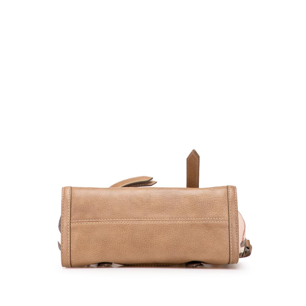 Burberry B Burberry Brown Beige Coated Canvas Fabric Embossed Supernova Check Satchel China