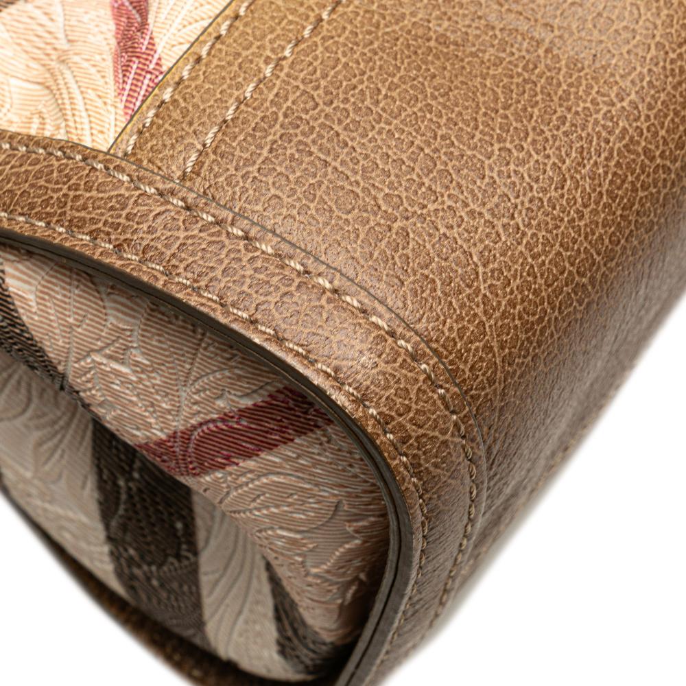 Burberry B Burberry Brown Beige Coated Canvas Fabric Embossed Supernova Check Satchel China