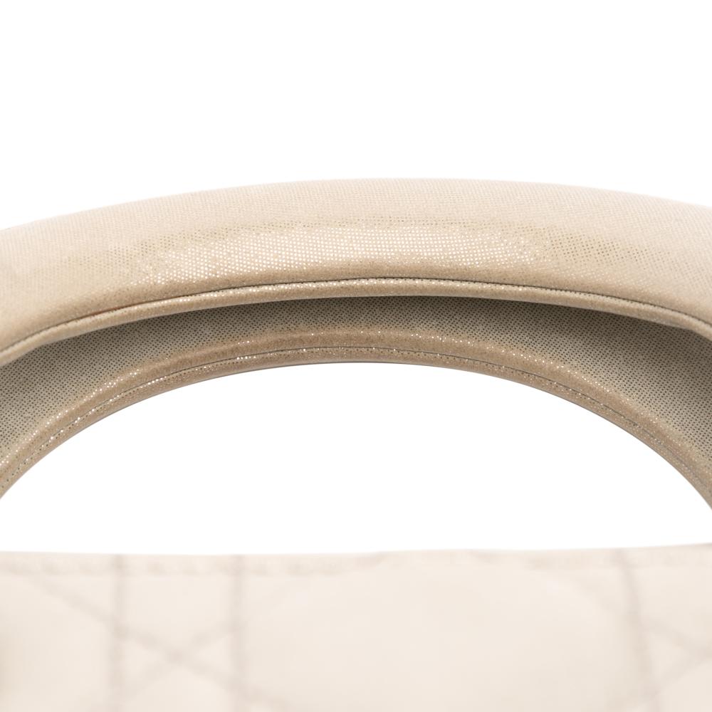 Christian Dior B Dior Silver Lambskin Leather Leather Mini Iridescent Lambskin Cannage Lady Dior Italy