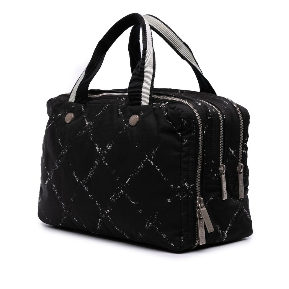 Chanel B Chanel Black Nylon Fabric Old Travel Line Handbag France