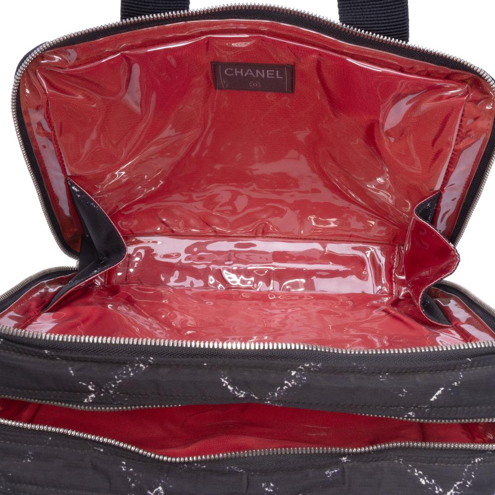 Chanel B Chanel Black Nylon Fabric Old Travel Line Handbag France