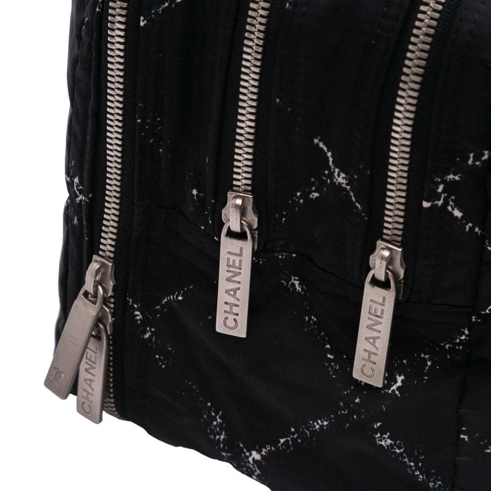 Chanel B Chanel Black Nylon Fabric Old Travel Line Handbag France