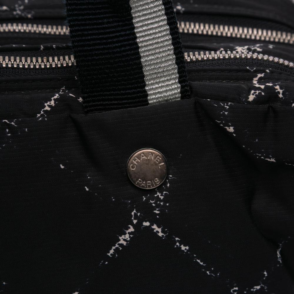 Chanel B Chanel Black Nylon Fabric Old Travel Line Handbag France