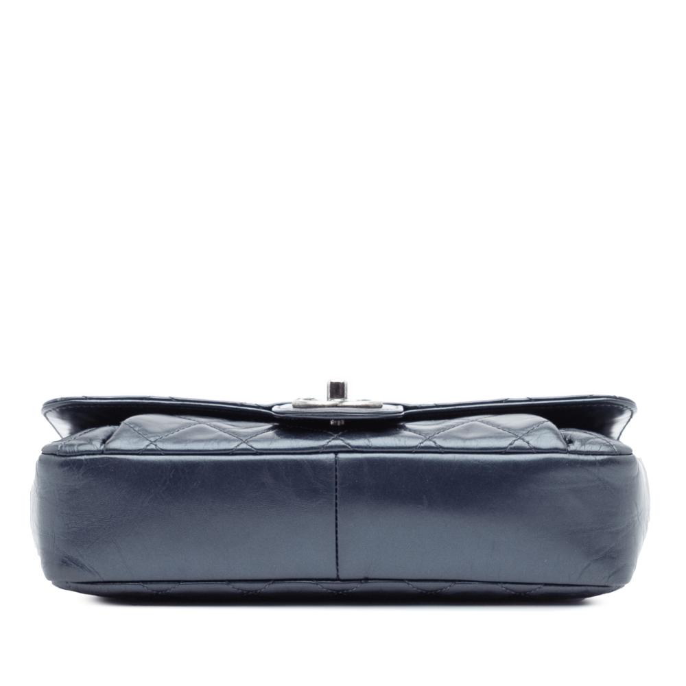 Chanel B Chanel Blue Dark Blue Calf Leather Quilted Glazed skin Coco Pleats Flap Italy