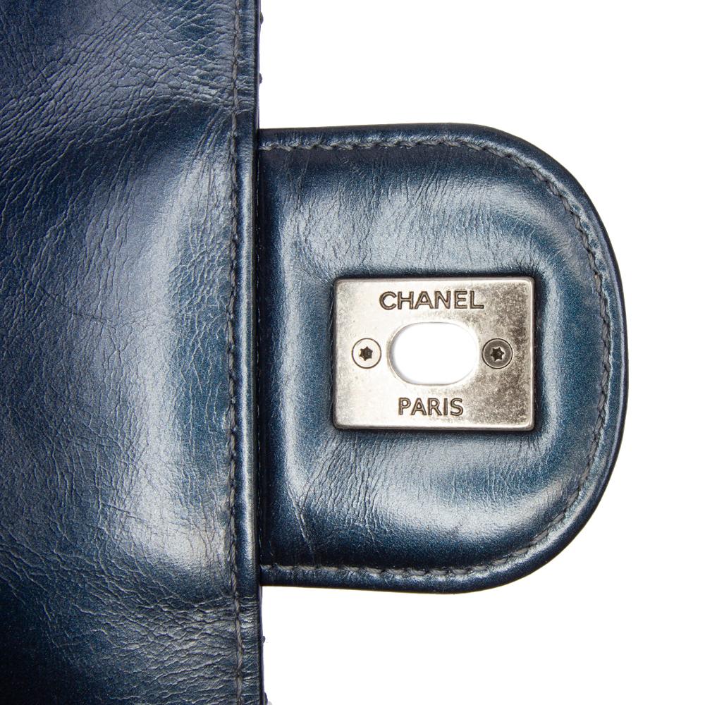 Chanel B Chanel Blue Dark Blue Calf Leather Quilted Glazed skin Coco Pleats Flap Italy