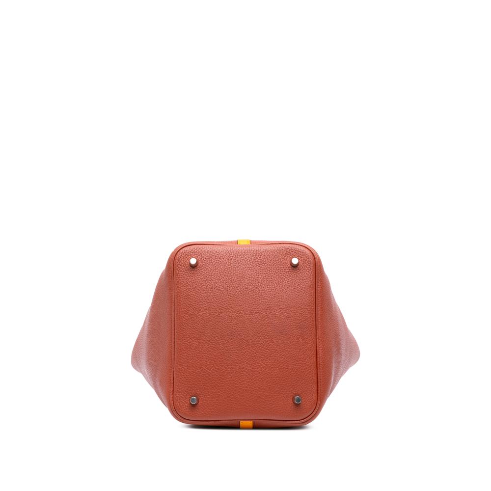 Hermès AB Hermès Brown with Yellow Mustard Calf Leather Bicolor Clemence Picotin Lock 22 France