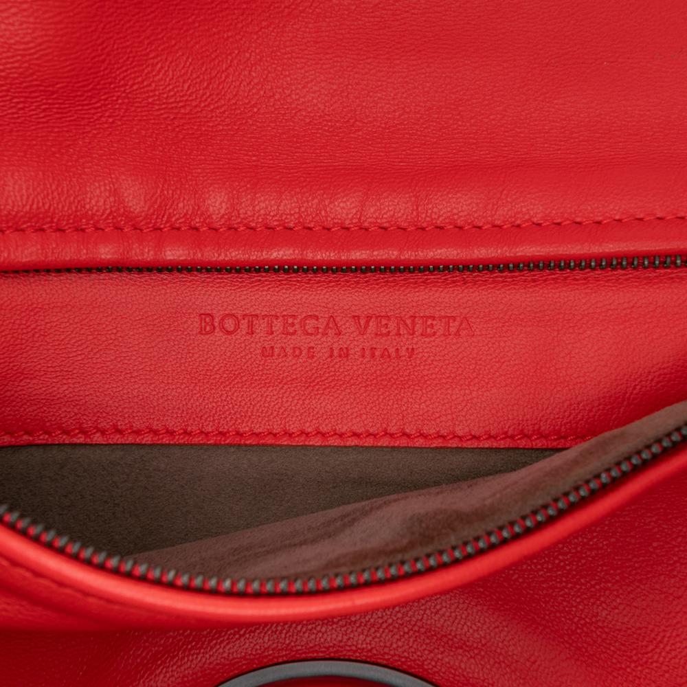 Bottega Veneta B Bottega Veneta Red Nappa Leather Leather Nappa Intrecciato Turn Lock Clutch Italy