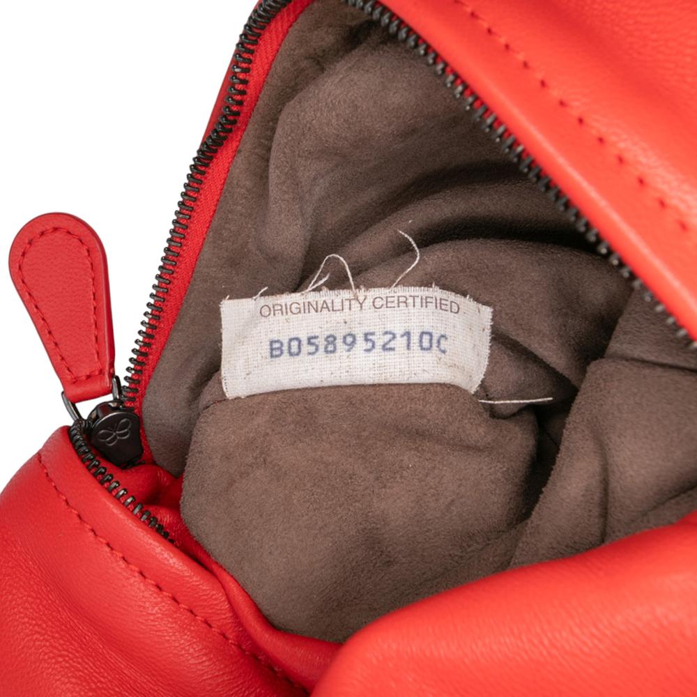 Bottega Veneta B Bottega Veneta Red Nappa Leather Leather Nappa Intrecciato Turn Lock Clutch Italy