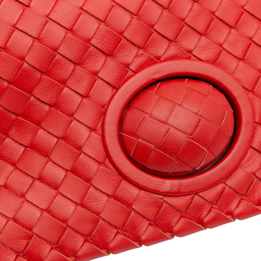 Bottega Veneta B Bottega Veneta Red Nappa Leather Leather Nappa Intrecciato Turn Lock Clutch Italy