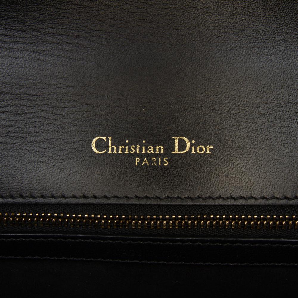 Christian Dior B Dior Black Lambskin Leather Leather Medium Studded Lambskin Diorama Flap Italy